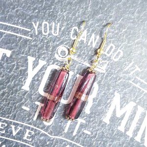 Purple & Gold Tube Earrings